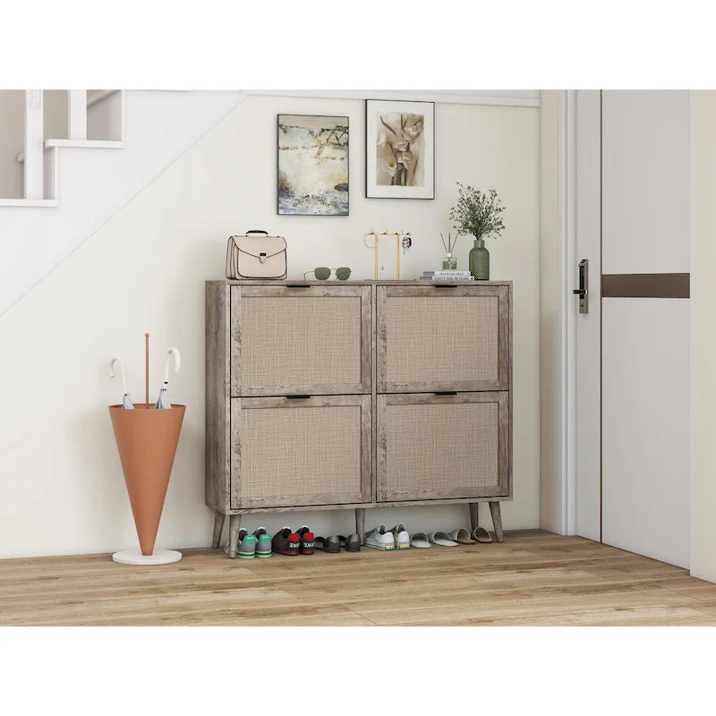 4 Door Freestanding Modern Shoe Storage Cabinet, for Entryway