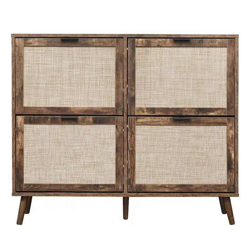 4 Door Freestanding Modern Shoe Storage Cabinet, for Entryway
